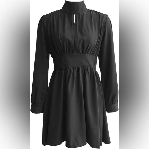 Women's Long Sleeve High Neck Open Bust Dress Size XL - Picture 2 of 8